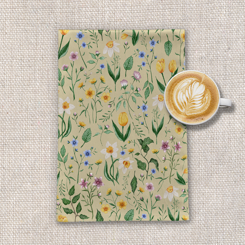 Whimsical Spring Blooms Tea Towel