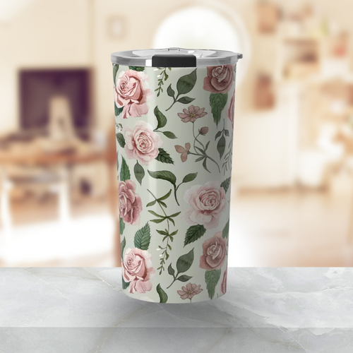 Wild Flower Rose Travel Mug