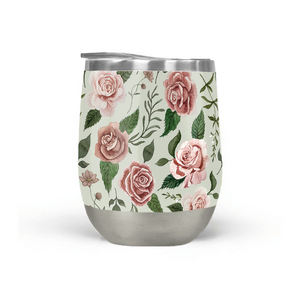 Wild Flower Rose Stemless Wine Tumbler