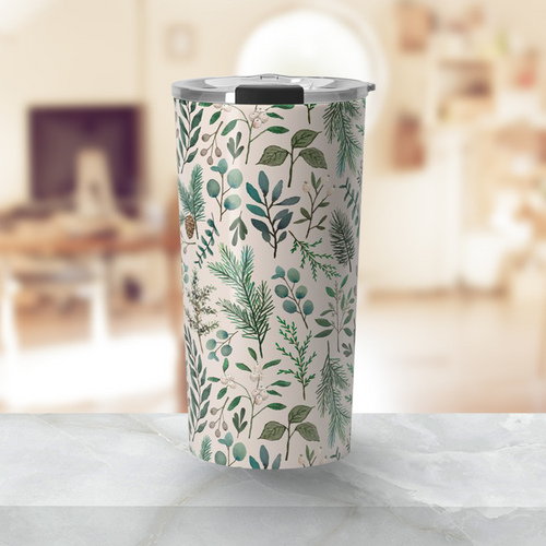 Winter Eucalyptus and Berry Travel Mug