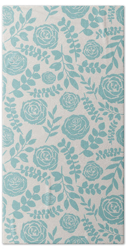 Baby Blue Floral Pattern - Beach Towel