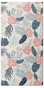 Blue and Blush Tropical Floral Pattern - Beach Towel