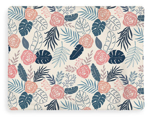 Blue and Blush Tropical Floral Pattern - Blanket
