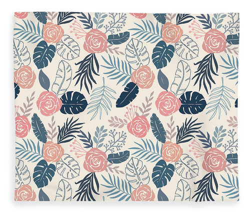 Blue and Blush Tropical Floral Pattern - Blanket