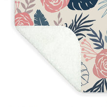 Load image into Gallery viewer, Blue and Blush Tropical Floral Pattern - Blanket