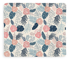 Load image into Gallery viewer, Blue and Blush Tropical Floral Pattern - Blanket
