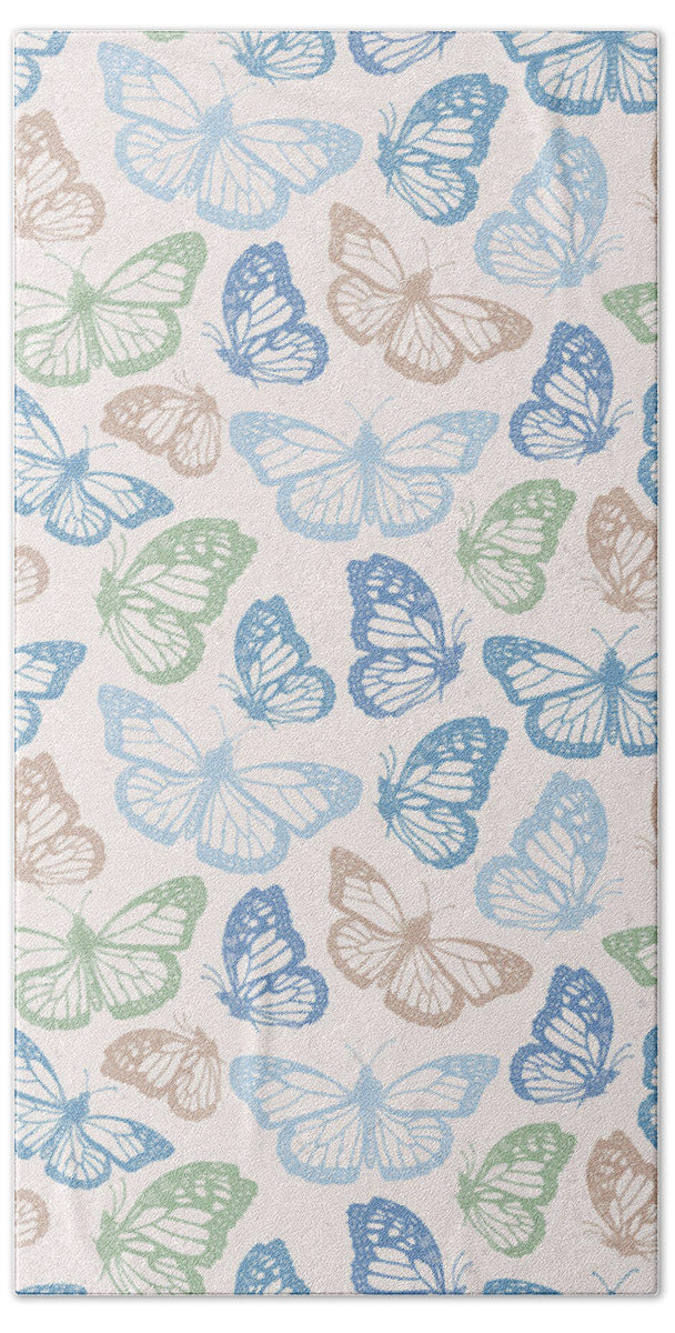Blue Butterfly Pattern - Beach Towel