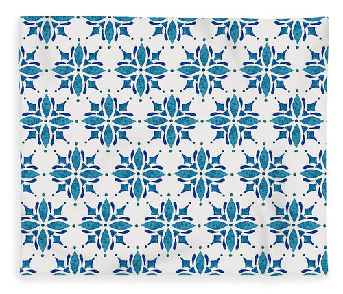 Blue Watercolor Tile Pattern - Blanket