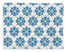 Load image into Gallery viewer, Blue Watercolor Tile Pattern - Blanket