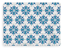 Load image into Gallery viewer, Blue Watercolor Tile Pattern - Blanket