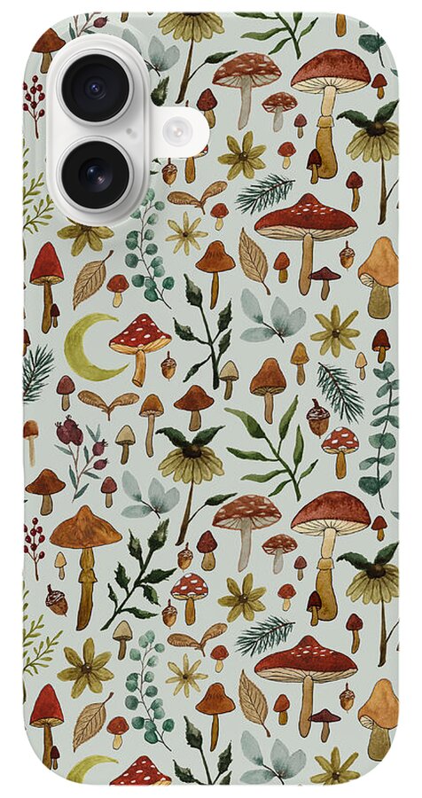 Botanical Mushroom Forest Pattern - Phone Case