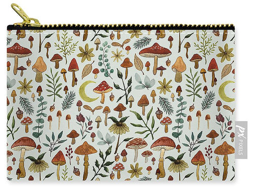 Botanical Mushroom Forest Pattern - Zip Pouch