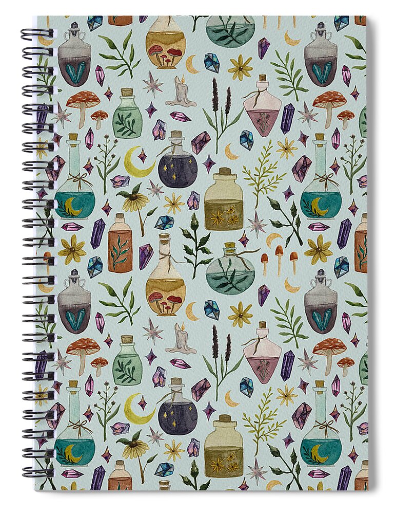 Botanical Potions Pattern - Spiral Notebook
