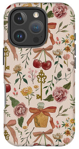 Bows, Flowers and Cherries Pattern - Phone Case