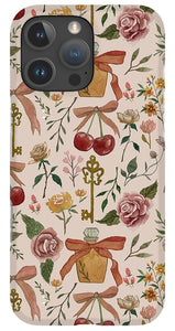 Bows, Flowers and Cherries Pattern - Phone Case