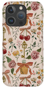 Bows, Flowers and Cherries Pattern - Phone Case