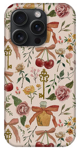 Bows, Flowers and Cherries Pattern - Phone Case