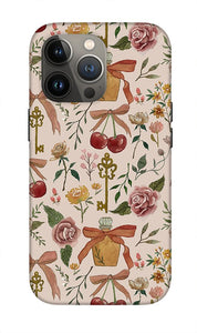 Bows, Flowers and Cherries Pattern - Phone Case