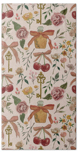 Bows, Flowers and Cherries Pattern - Bath Towel