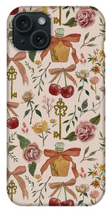 Bows, Flowers and Cherries Pattern - Phone Case