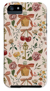 Bows, Flowers and Cherries Pattern - Phone Case