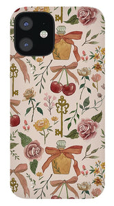 Bows, Flowers and Cherries Pattern - Phone Case