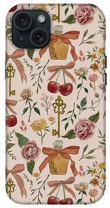 Bows, Flowers and Cherries Pattern - Phone Case