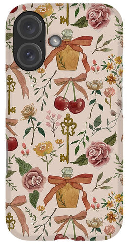 Bows, Flowers and Cherries Pattern - Phone Case