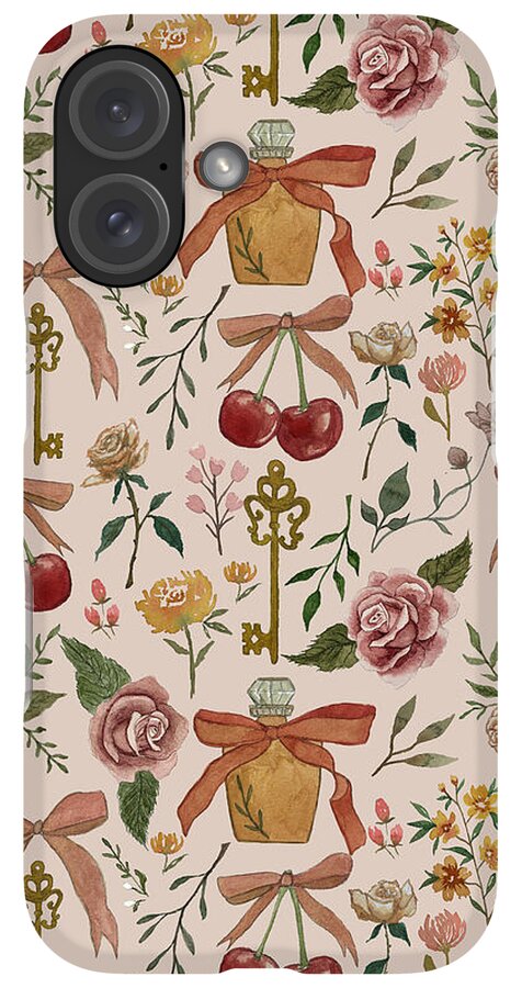 Bows, Flowers and Cherries Pattern - Phone Case