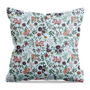 Bright Watercolor Flower - Blue - Throw Pillow