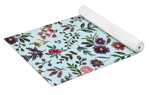 Bright Watercolor Flower - Blue - Yoga Mat