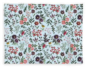 Bright Watercolor Flower - Blue - Blanket
