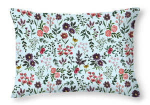 Bright Watercolor Flower - Blue - Throw Pillow