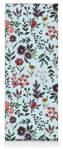 Bright Watercolor Flower - Blue - Yoga Mat