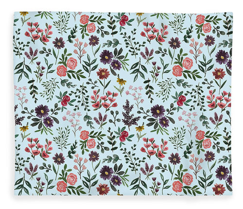 Bright Watercolor Flower - Blue - Blanket