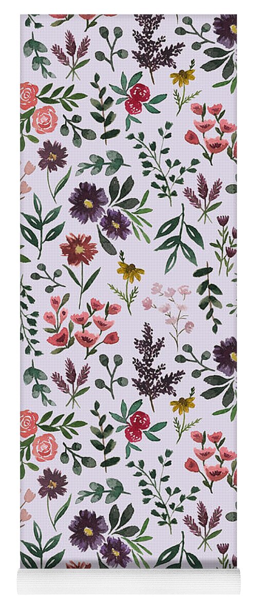 Bright Watercolor Flower - Purple - Yoga Mat