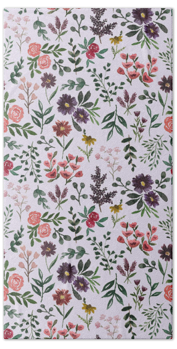 Bright Watercolor Flower - Purple - Beach Towel