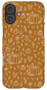 Bronze Floral Ink Pumpkin Pattern - Phone Case