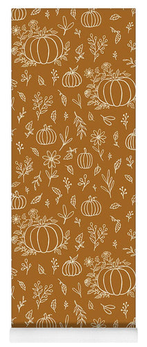 Bronze Floral Ink Pumpkin Pattern - Yoga Mat