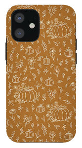 Bronze Floral Ink Pumpkin Pattern - Phone Case