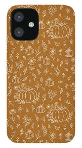 Bronze Floral Ink Pumpkin Pattern - Phone Case