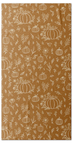 Bronze Floral Ink Pumpkin Pattern - Beach Towel