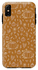 Bronze Floral Ink Pumpkin Pattern - Phone Case