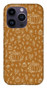 Bronze Floral Ink Pumpkin Pattern - Phone Case