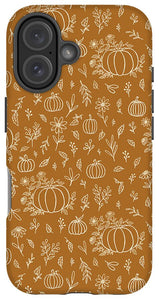 Bronze Floral Ink Pumpkin Pattern - Phone Case