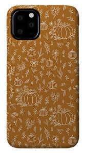 Bronze Floral Ink Pumpkin Pattern - Phone Case