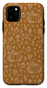 Bronze Floral Ink Pumpkin Pattern - Phone Case