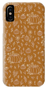 Bronze Floral Ink Pumpkin Pattern - Phone Case