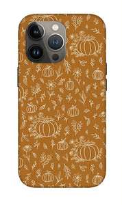 Bronze Floral Ink Pumpkin Pattern - Phone Case