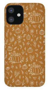 Bronze Floral Ink Pumpkin Pattern - Phone Case